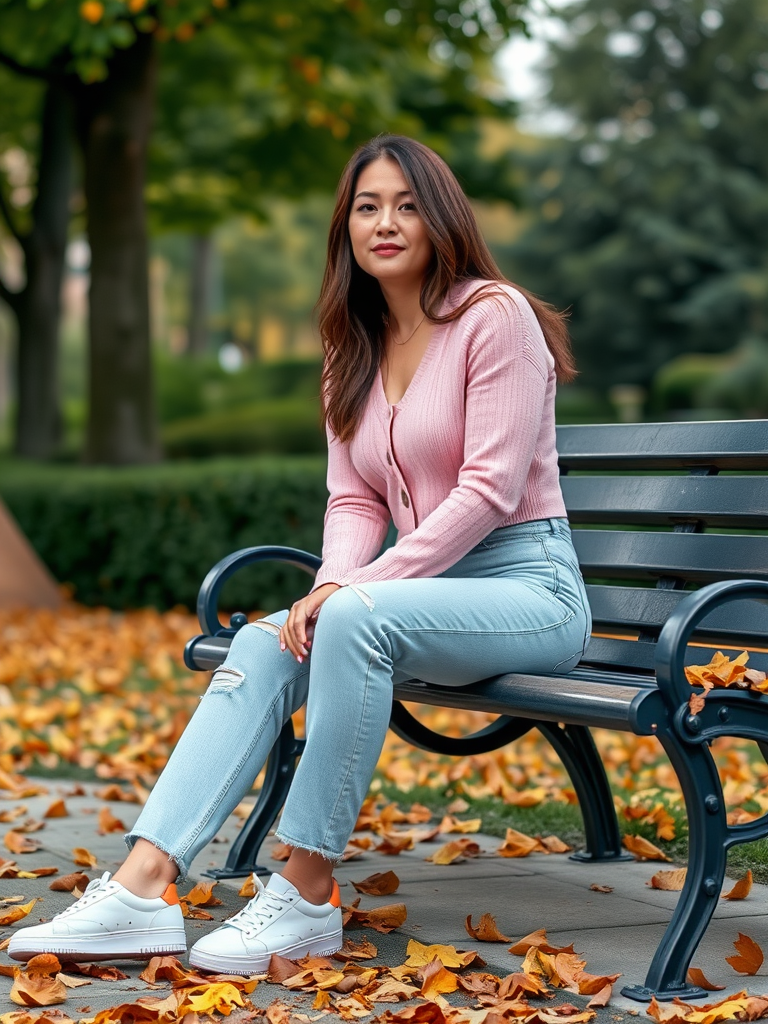 90s casual fall outfit: cropped cardigan and high-waisted jeans